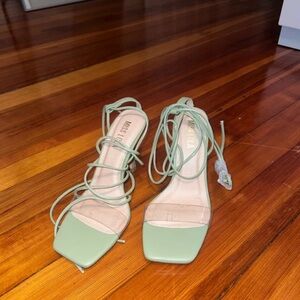 Miss Lola Mint Lace-Up Heels